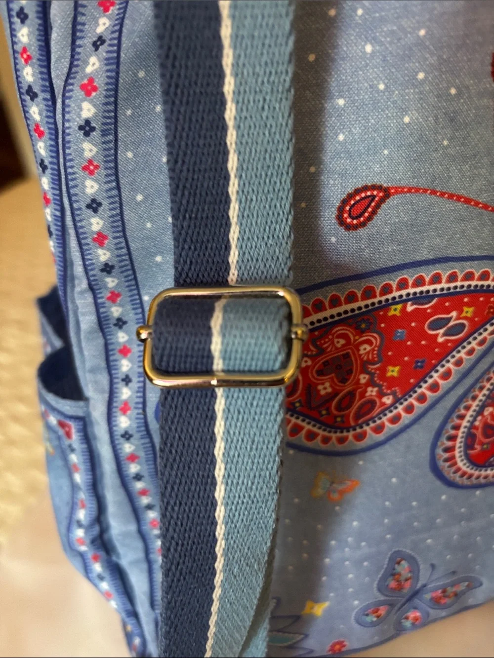 Brighton Blue Embroidered Bandana-Print LOVE Backpack